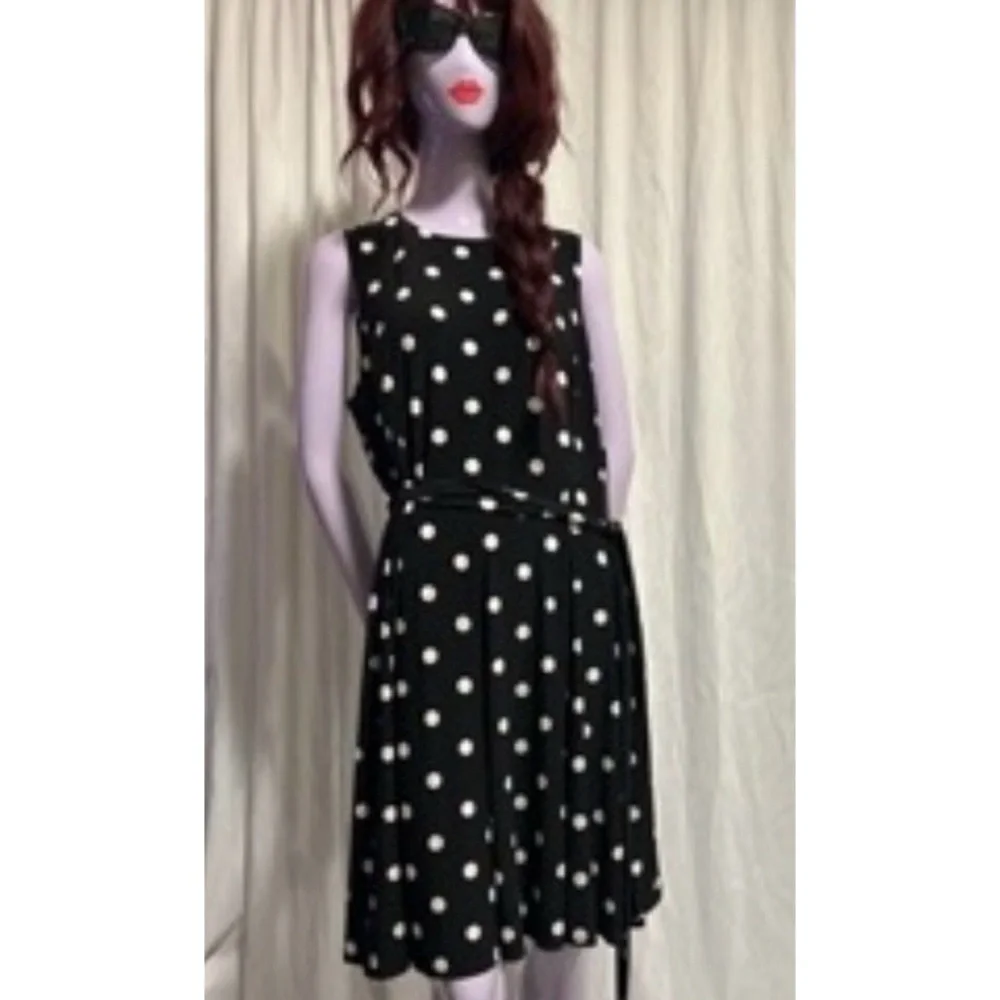 Ralph Lauren Black & White Polka Dot Dress, 16P - Picture 2 of 5